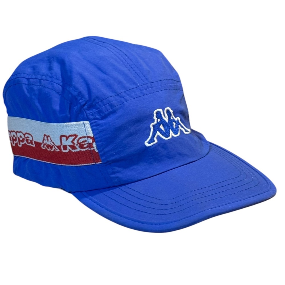 Kappa 5 Panel Camper Hat Royal Blue Omini Strapback Cap Streetwear Y2K blokecore